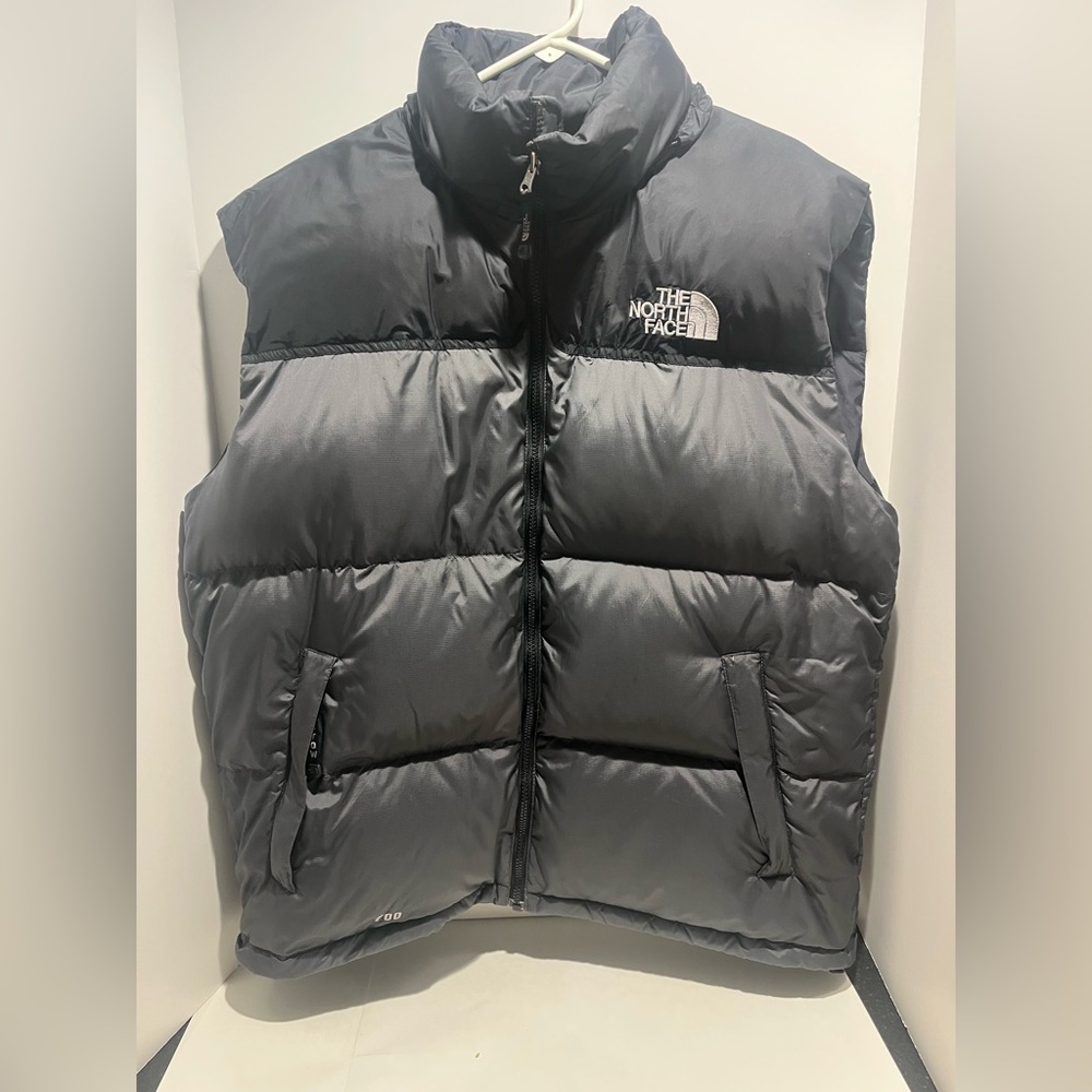 The North Face 700 Retro Men's Gray/Black 3-Pocket Puffer Vest-Concealed Hood-XL